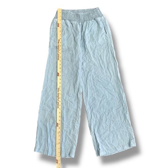 Dear John XS Wide Leg Pants Light Blue Smocked Waist Flowy Summer Trousers - Picture 6 of 10